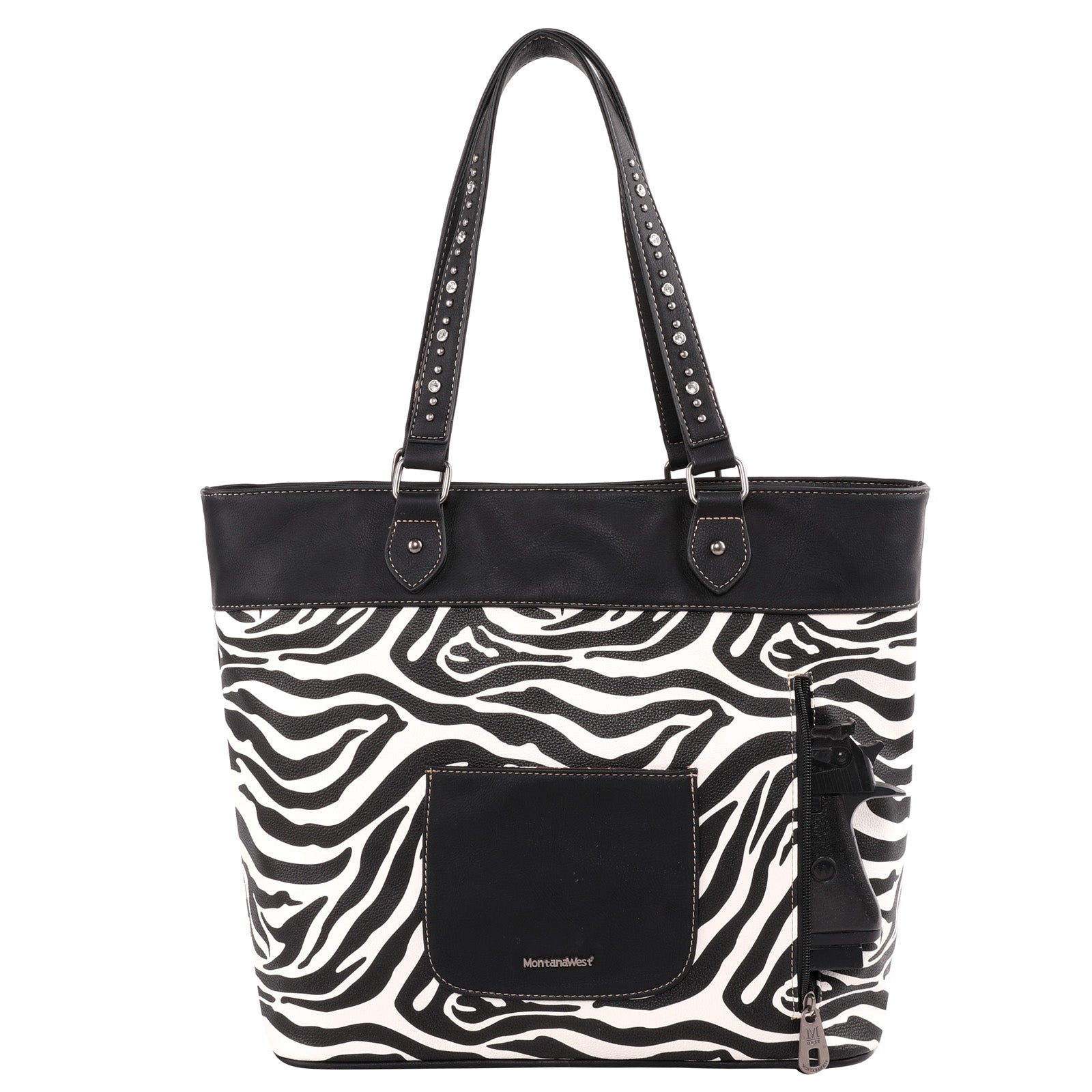 Montana West Zebra Print Concealed Carry Wide Tote - Cowgirl Wear