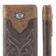 Embroidered Boot Scroll Men's Bifold Long PU Leather Wallet - Cowgirl Wear