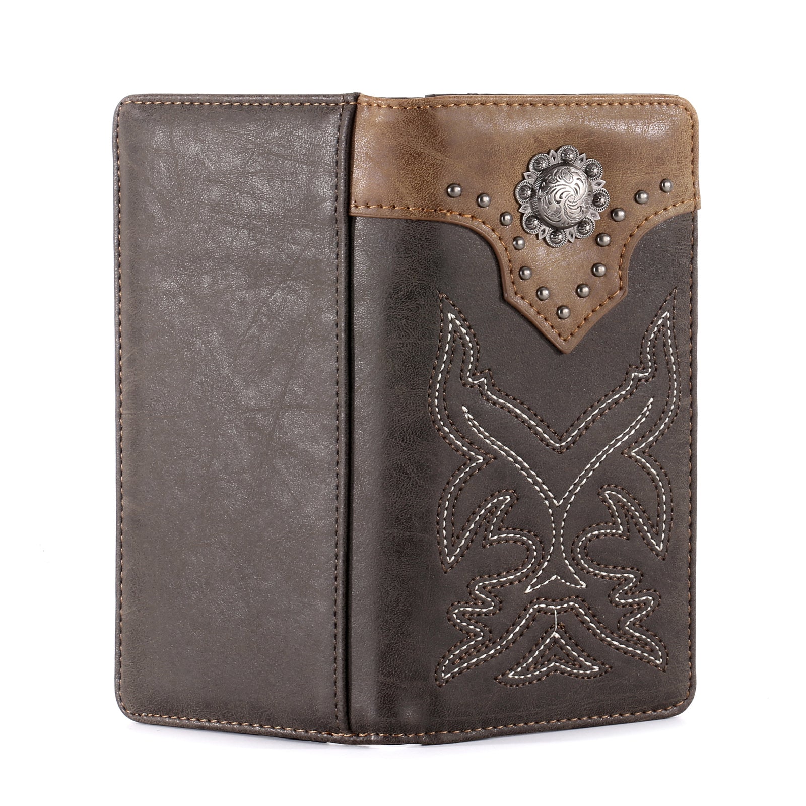 Embroidered Boot Scroll Men's Bifold Long PU Leather Wallet - Cowgirl Wear