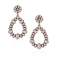 Rustic Couture's Teardrop Loop Natural Stone Silver Base Dangling Earring