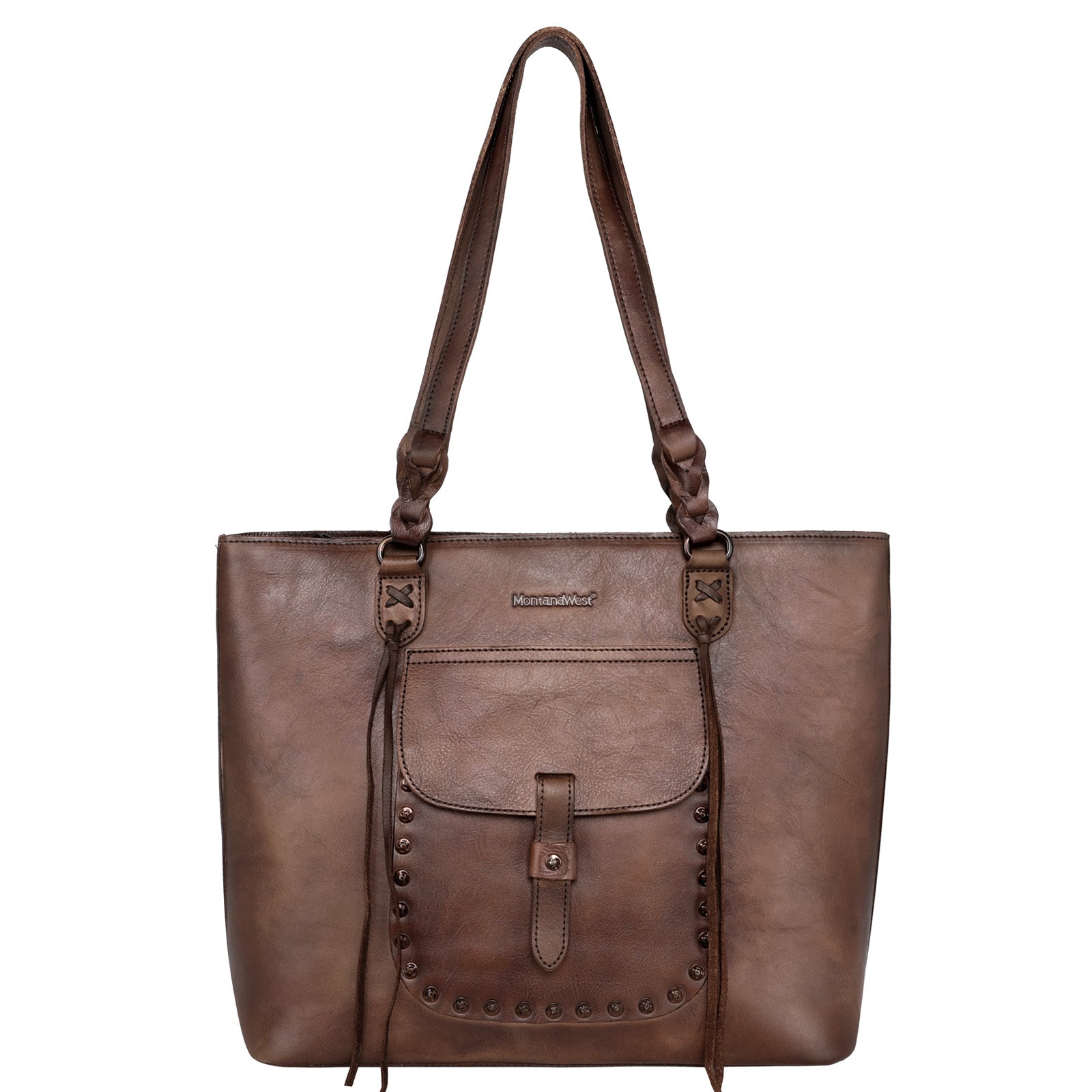 Montana West Genuine Leather Collection Concealed Carry Tote - Cowgirl Wear
