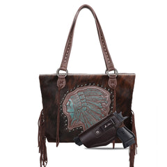 Trinity Ranch Hair-On Cowhide Indian Chief Collection Concealed Carry Tote - Cowgirl Wear