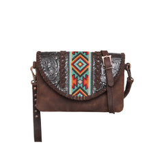 Montana West Genuine Leather Tooled Collection Crossbody/Wristlet - Cowgirl Wear