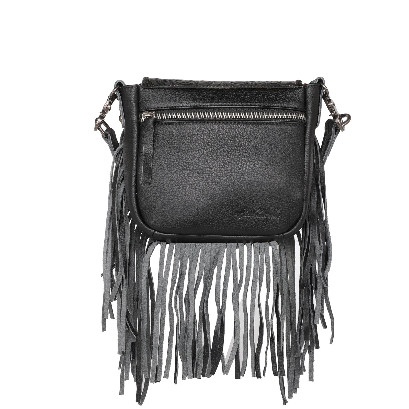 Montana West Genuine Leather Tooled Collection Fringe Crossbody - Cowgirl Wear