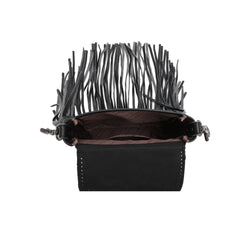 Montana West Genuine Leather Tooled Collection Fringe Crossbody - Cowgirl Wear