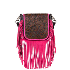 Montana West Genuine Leather Tooled Collection Fringe Crossbody - Cowgirl Wear