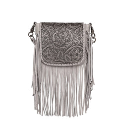 Montana West Genuine Leather Tooled Collection Fringe Crossbody - Cowgirl Wear