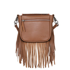 Montana West Genuine Leather Tooled Collection Fringe Crossbody - Cowgirl Wear