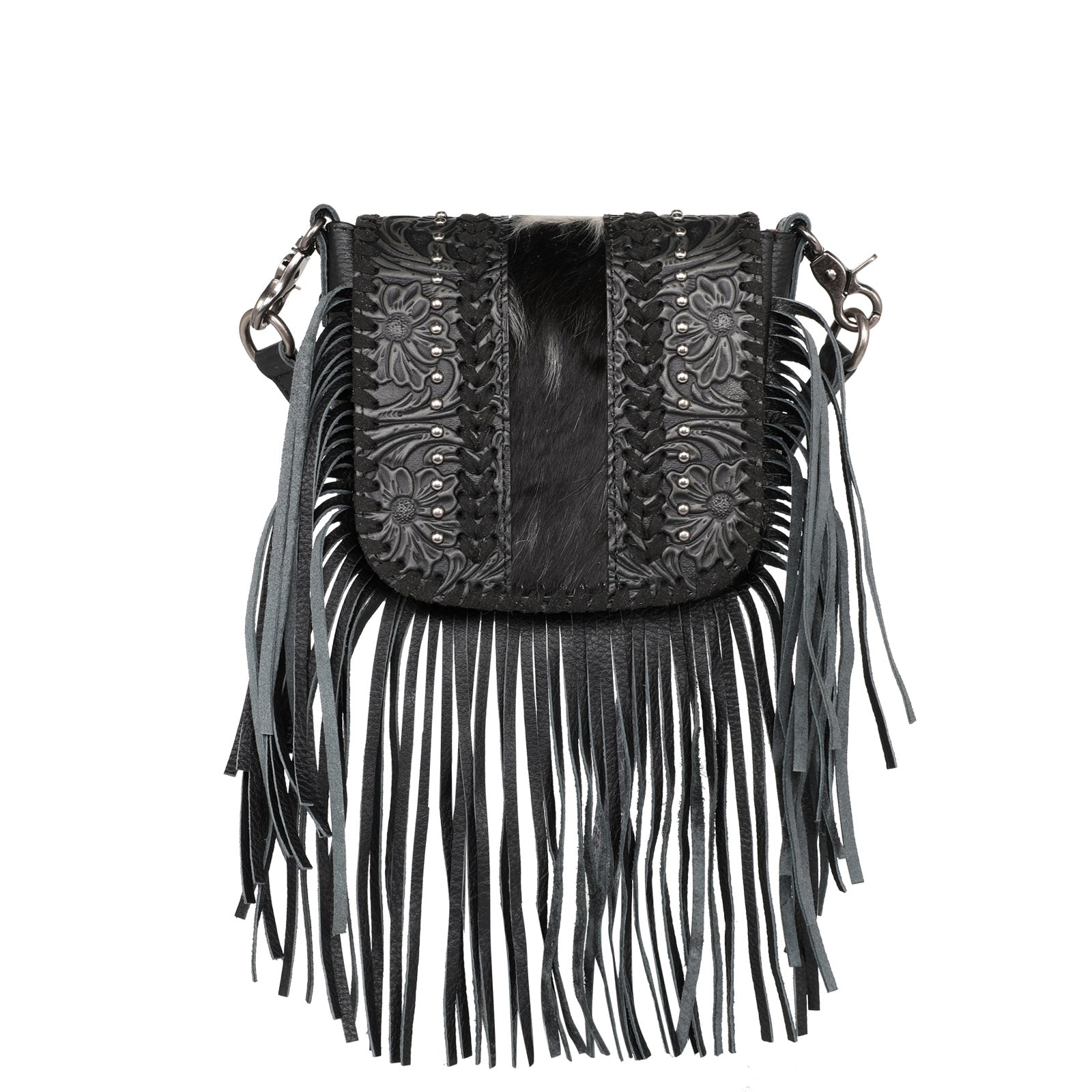 Montana West Genuine Leather Tooled Collection Fringe Crossbody - Cowgirl Wear