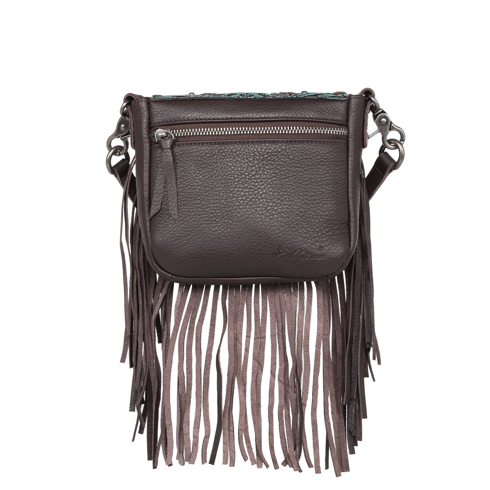 Montana West Genuine Leather Tooled Collection Fringe Crossbody - Cowgirl Wear