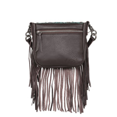 Montana West Genuine Leather Tooled Collection Fringe Crossbody - Cowgirl Wear