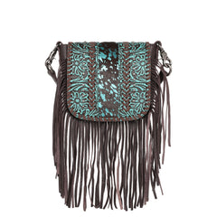 Montana West Genuine Leather Tooled Collection Fringe Crossbody - Cowgirl Wear