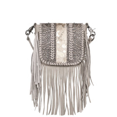 Montana West Genuine Leather Tooled Collection Fringe Crossbody - Cowgirl Wear