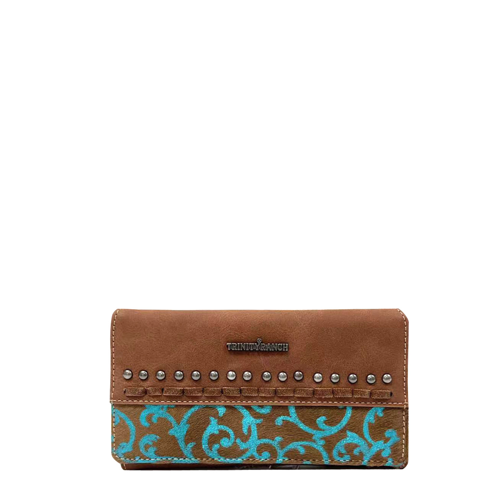 Trinity Ranch Hair On Cowhide Collection Wallet Brown