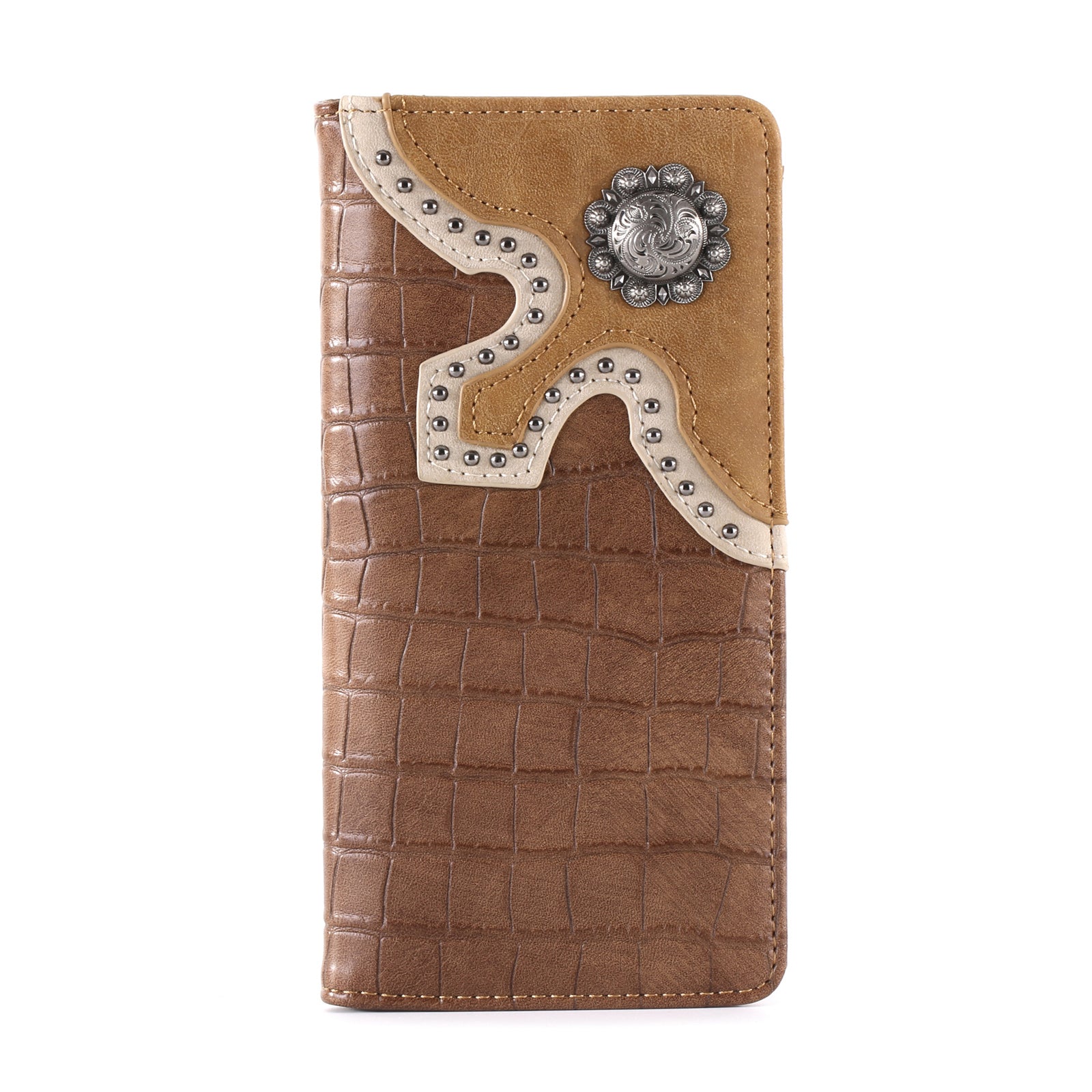 Croc Print Men's Bifold Long PU Leather Wallet - Cowgirl Wear