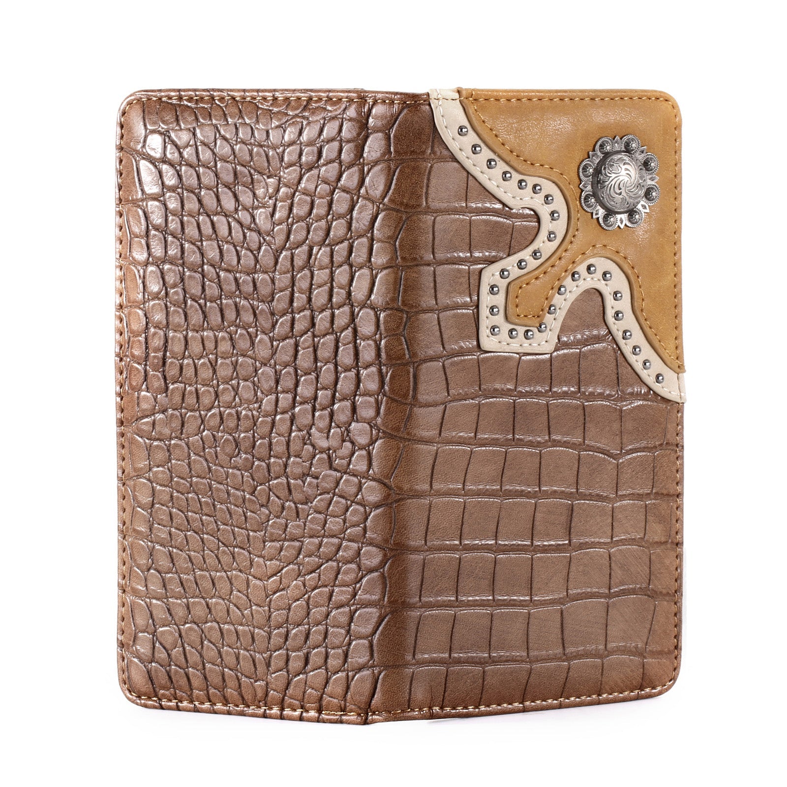 Croc Print Men's Bifold Long PU Leather Wallet - Cowgirl Wear