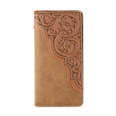 Embossed Floral Men's Bifold Long PU Leather Wallet - Cowgirl Wear