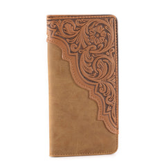 Embossed Floral Men's Bifold Long PU Leather Wallet - Cowgirl Wear