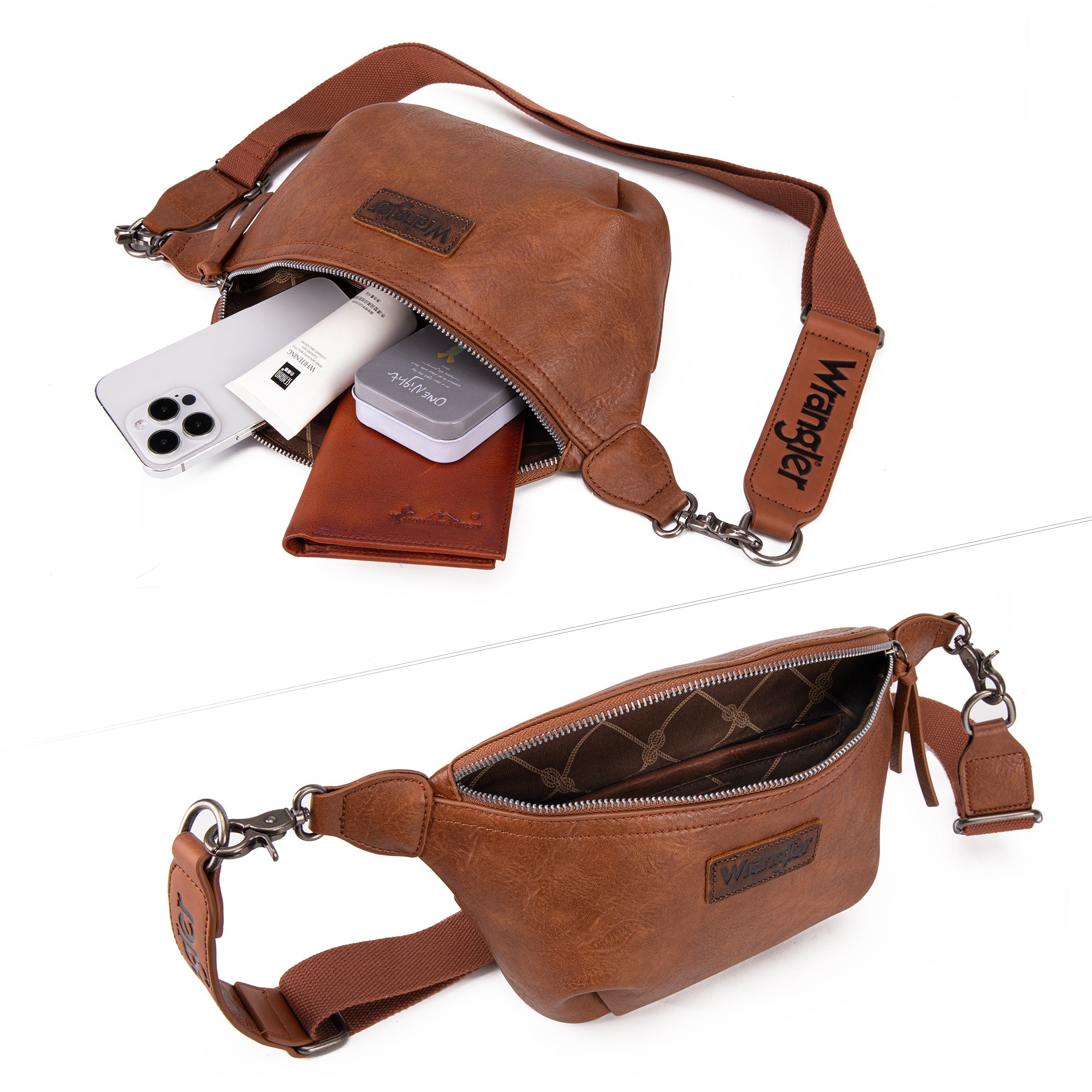 WG82-194  Wrangler Fanny Pack Belt Bag Sling Bag - Brown