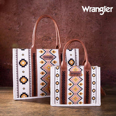 Wrangler Southwestern Dual Sided Print Canvas Tote/Crossbody Collection