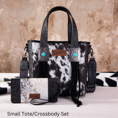 2024 New Wrangler Hair-On Cowhide Tote/Crossbody Bag Collection - Cowgirl Wear