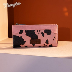 WG133-212 Wrangler Cow Print Bi-Fold Wallet - Turquoise