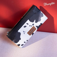 WG133-212 Wrangler Cow Print Bi-Fold Wallet - Turquoise