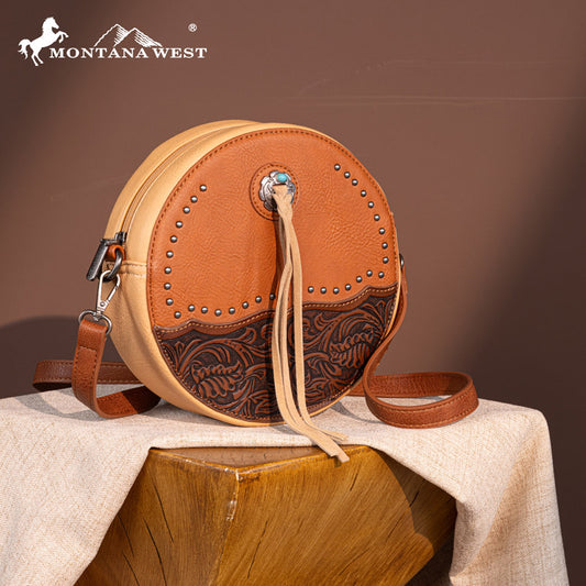 Trinity Ranch Tooled Collection Circle Bag/Crossbody