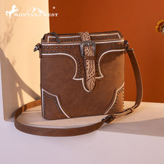 Montana West Buckle Studs Crossbody Bag