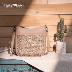 Trinity Ranch Floral Aztec Tooled Crossbody