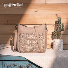 Trinity Ranch Floral Aztec Tooled Crossbody