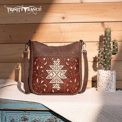 Trinity Ranch Floral Aztec Tooled Crossbody