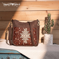 Trinity Ranch Floral Aztec Tooled Crossbody