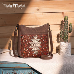 Trinity Ranch Floral Aztec Tooled Crossbody