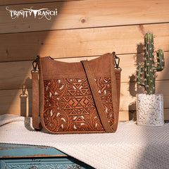 Trinity Ranch Floral Aztec Tooled Crossbody