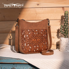 Trinity Ranch Floral Aztec Tooled Crossbody