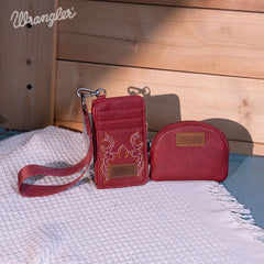 Wrangler Embroidered Boot Scroll Crossbody Purse Set