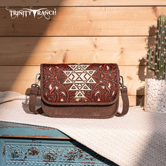 Trinity Ranch Floral Aztec Tooled Crossbody