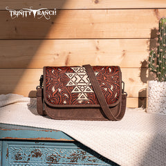 Trinity Ranch Floral Aztec Tooled Crossbody