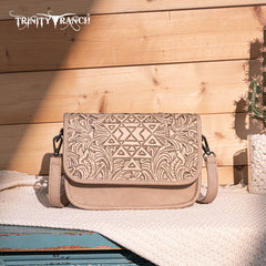 Trinity Ranch Floral Aztec Tooled Crossbody