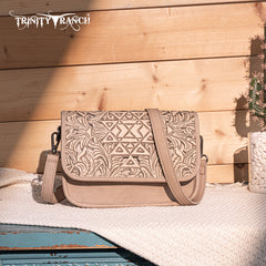 Trinity Ranch Floral Aztec Tooled Crossbody