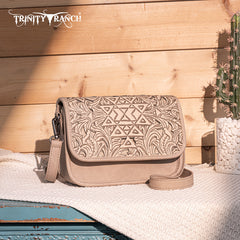 Trinity Ranch Floral Aztec Tooled Crossbody