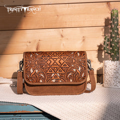 Trinity Ranch Floral Aztec Tooled Crossbody