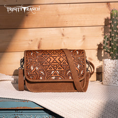 Trinity Ranch Floral Aztec Tooled Crossbody