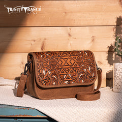 Trinity Ranch Floral Aztec Tooled Crossbody