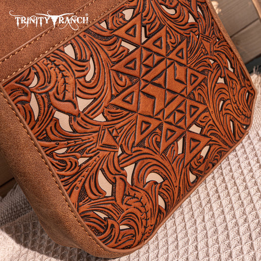 Trinity Ranch Floral Aztec Tooled Crossbody