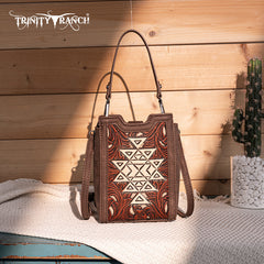 Trinity Ranch Floral Aztec Tooled Mini Tote/Crossbody