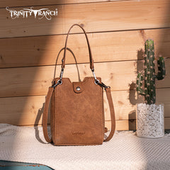 Trinity Ranch Floral Aztec Tooled Mini Tote/Crossbody