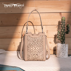 Trinity Ranch Floral Aztec Tooled Mini Tote/Crossbody