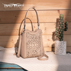 Trinity Ranch Floral Aztec Tooled Mini Tote/Crossbody